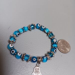 Turquoise Evil Eye Bracelet with Silver Details